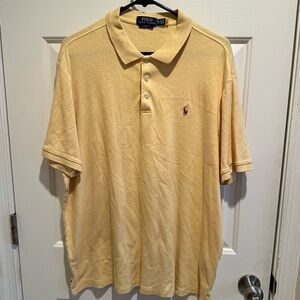 Polo Ralph Lauren Men's Pale Yellow Polo Shirt Flesh Pony Classic Fit XL